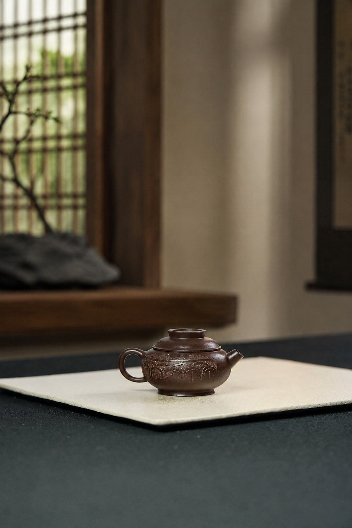 Fu Jia Ju Lun Yixing Zisha Teapot – Dicaoqing Zini Clay, 85ml
