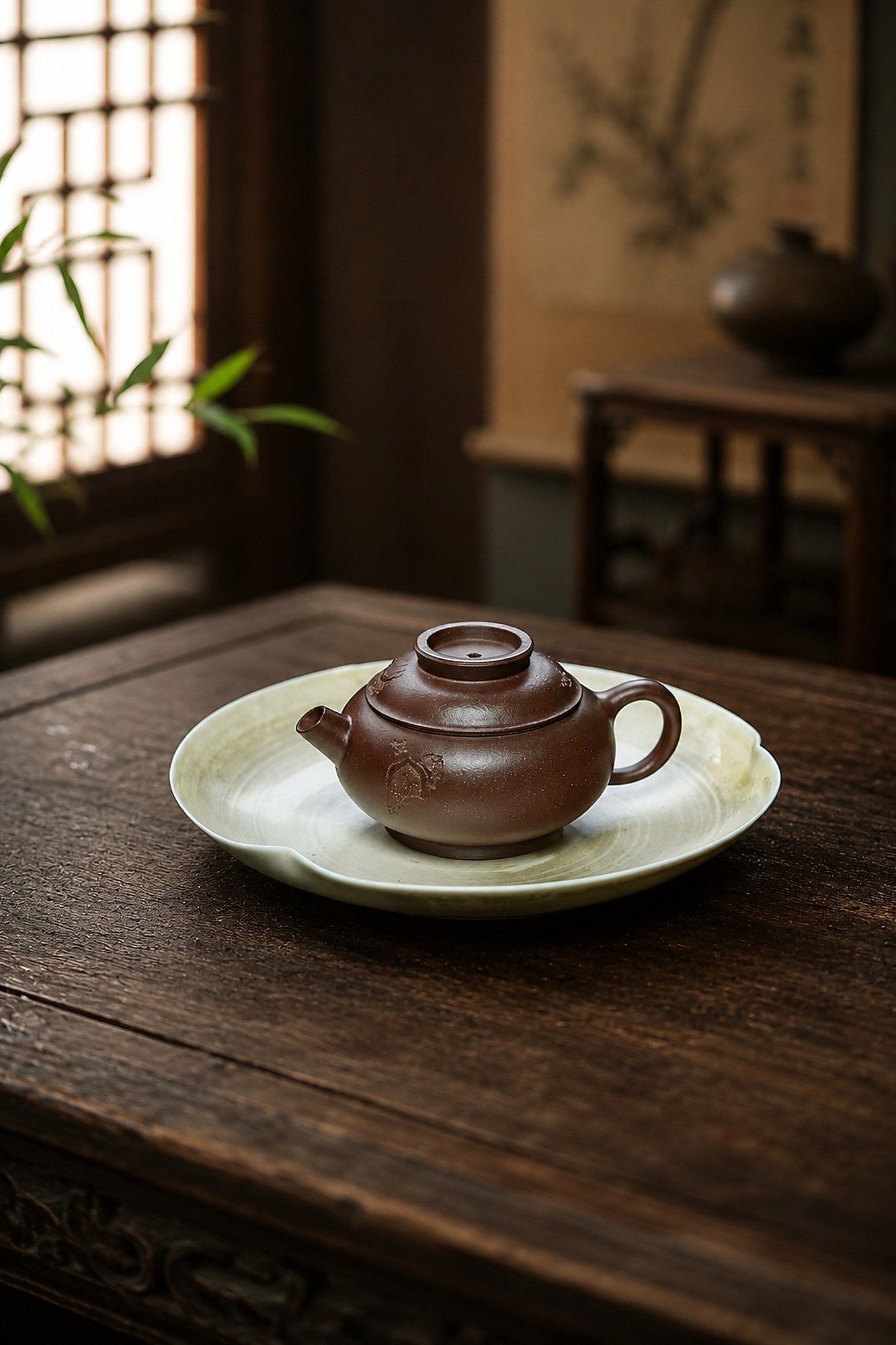 Fu Jia Ju Lun Yixing Zisha Teapot – Dicaoqing Zini Clay, 85ml