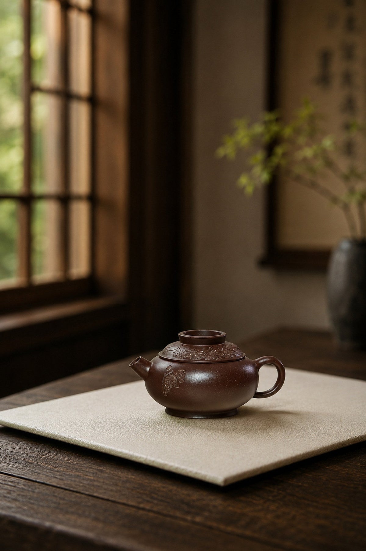 Fu Jia Ju Lun Yixing Zisha Teapot – Dicaoqing Zini Clay, 85ml