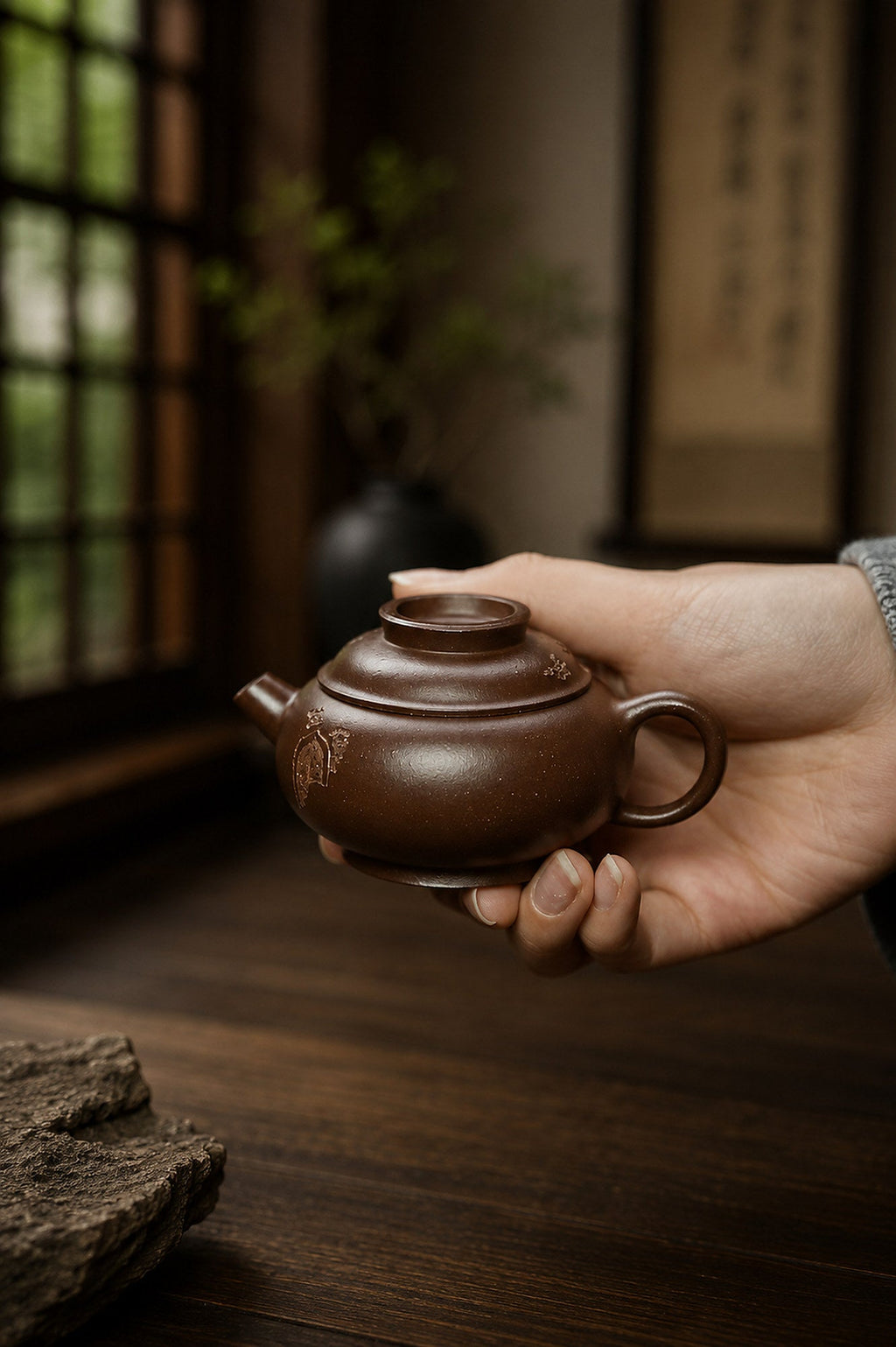 Fu Jia Ju Lun Yixing Zisha Teapot – Dicaoqing Zini Clay, 85ml