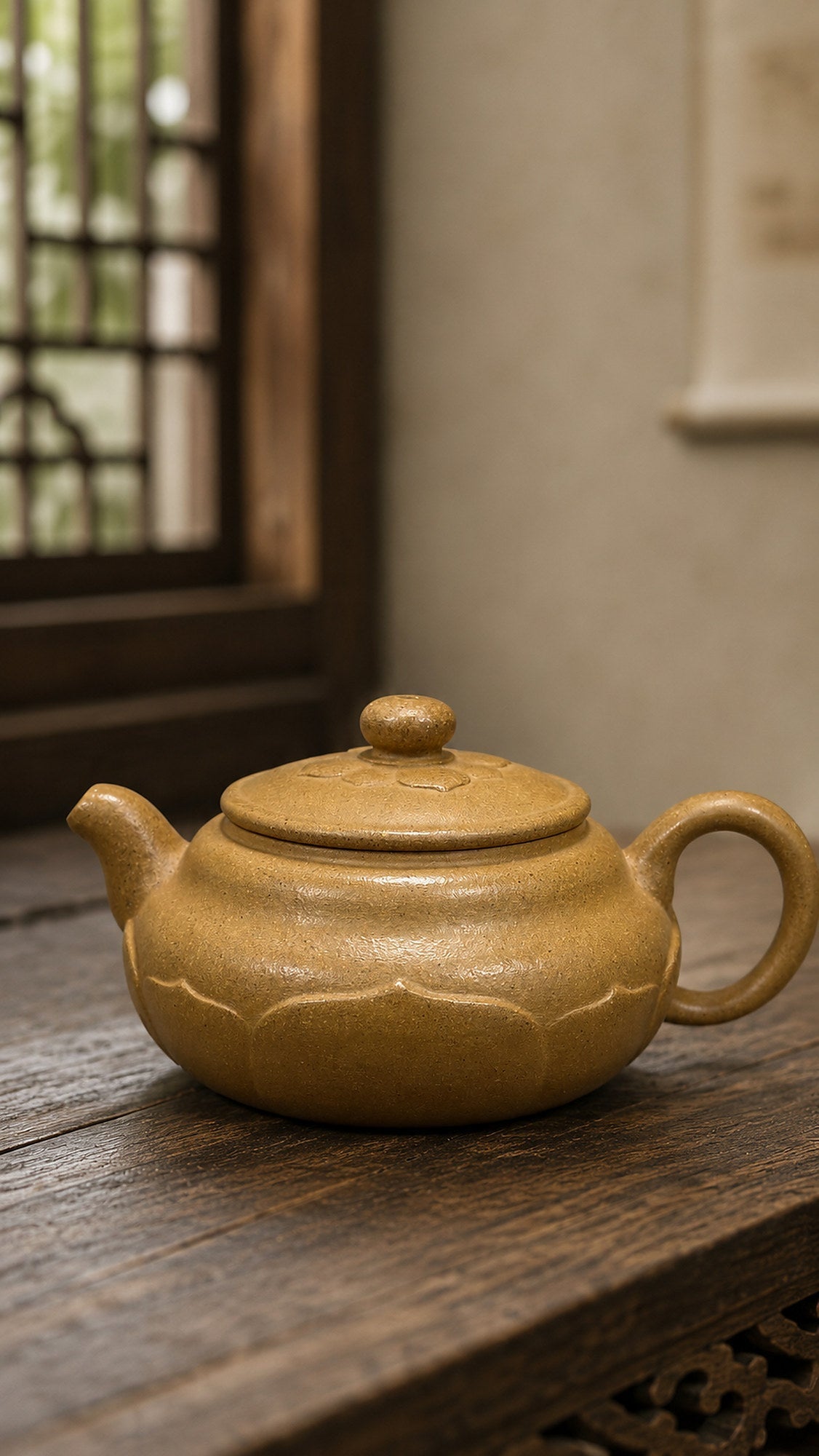 Handmade Lianyun Yixing Zisha Teapot – Golden Duanni Clay, 180ml