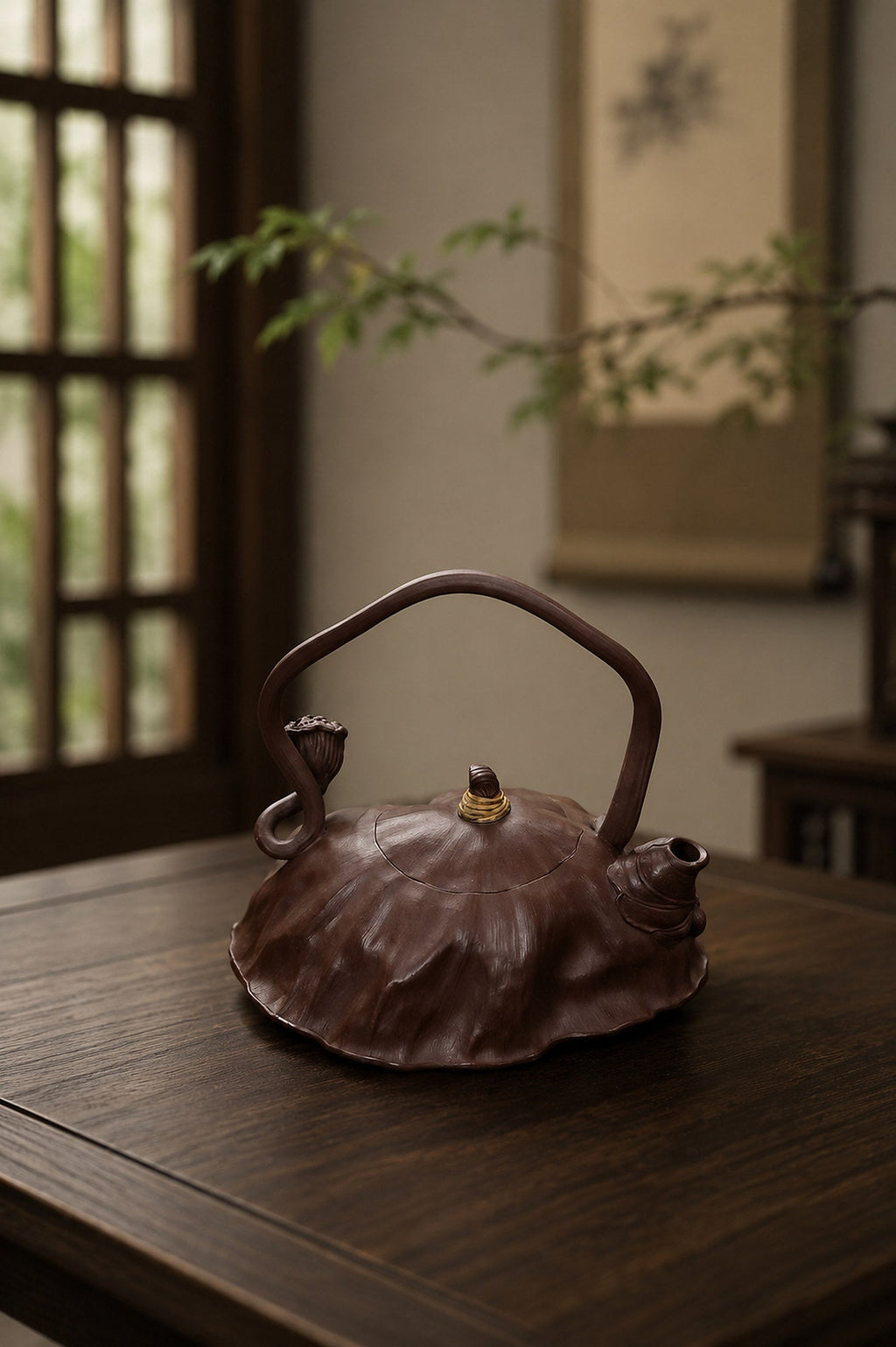 Handmade Lotus-Leaf Sculptural Form Yixing Zisha Teapot – Aged Zini Clay, 180ml