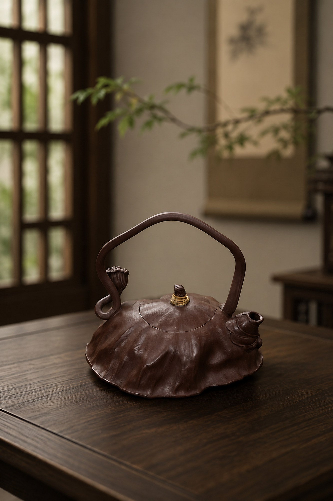 Handmade Lotus-Leaf Sculptural Form Yixing Zisha Teapot – Aged Zini Clay, 180ml