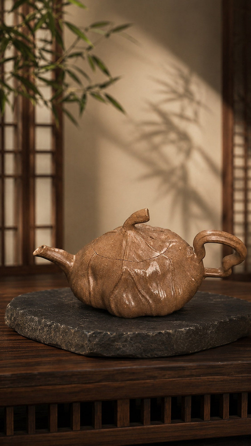 Lotus Sculptural Form Yixing Zisha Teapot – Aged Duanni Clay, 120ml – No. 003