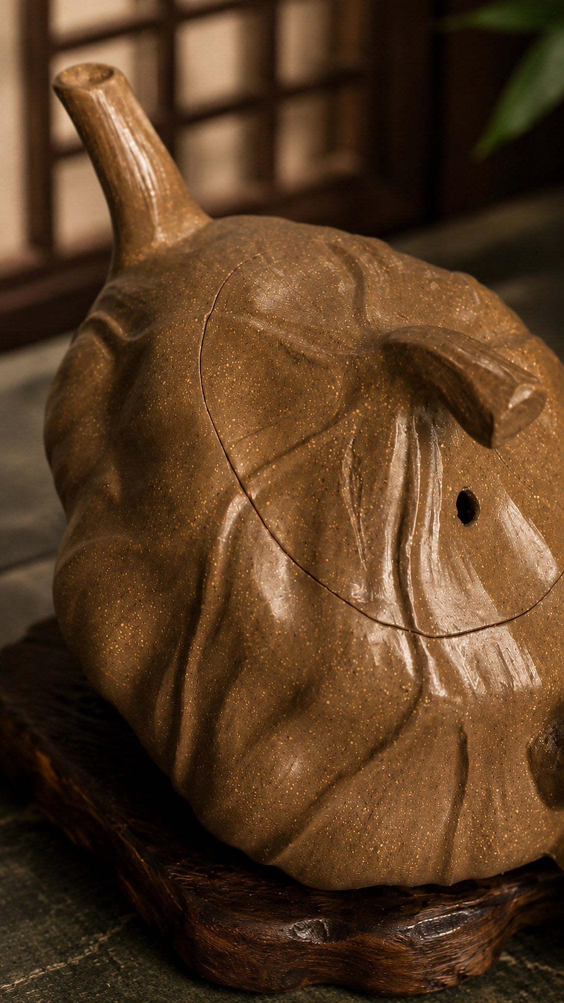 Lotus Sculptural Form Yixing Zisha Teapot – Aged Duanni Clay, 120ml – No. 003