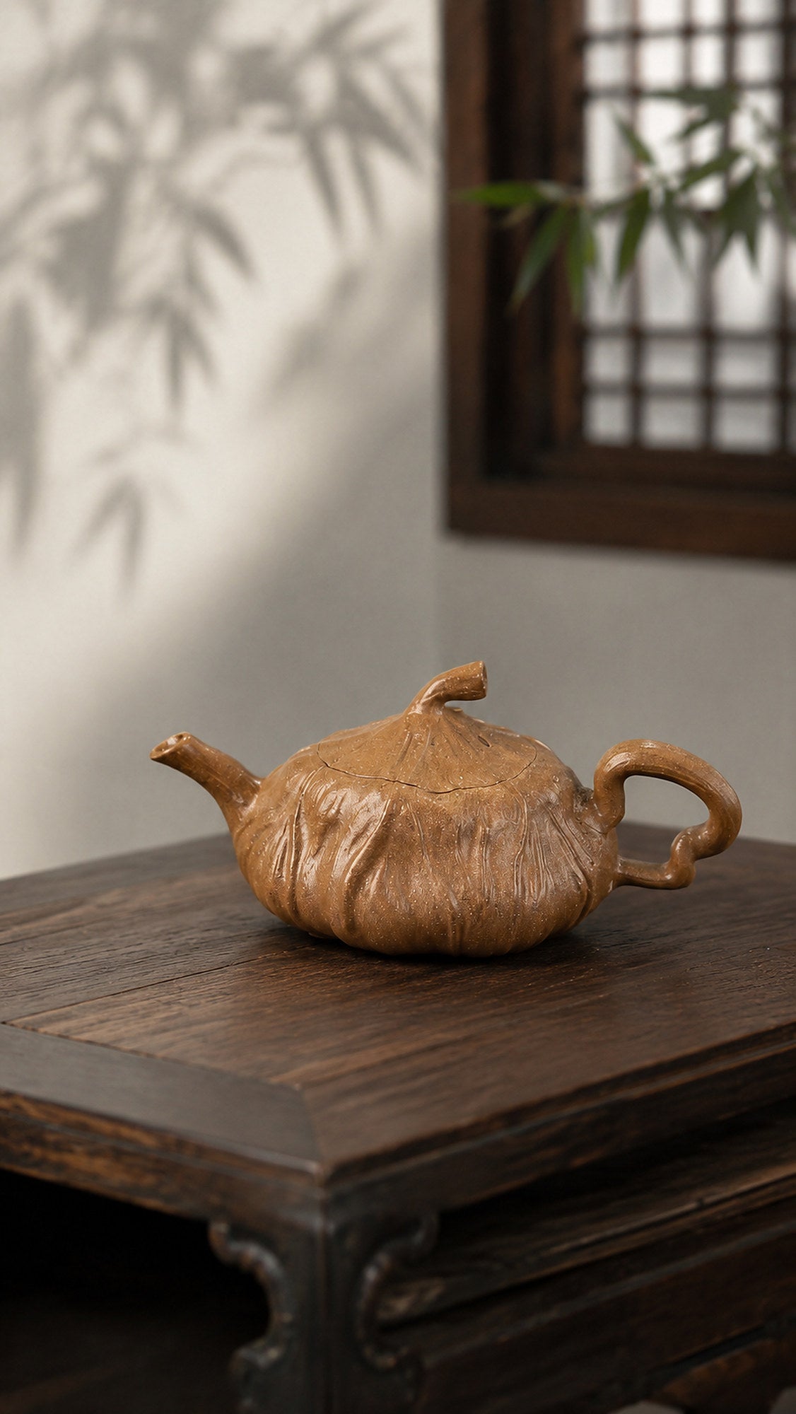 Lotus Sculptural Form Yixing Zisha Teapot – Aged Duanni Clay, 120ml – No. 003