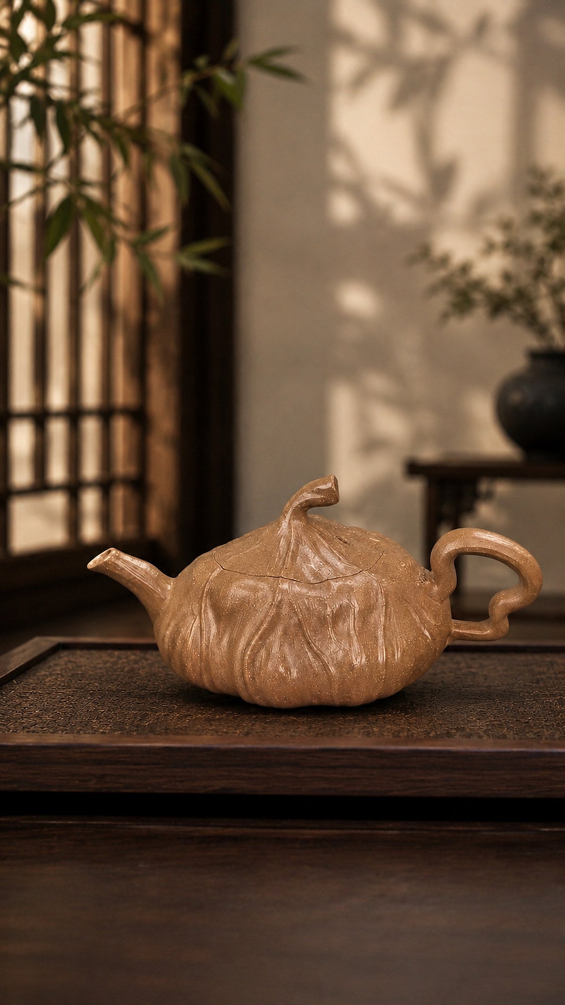Lotus Sculptural Form Yixing Zisha Teapot – Aged Duanni Clay, 120ml – No. 003
