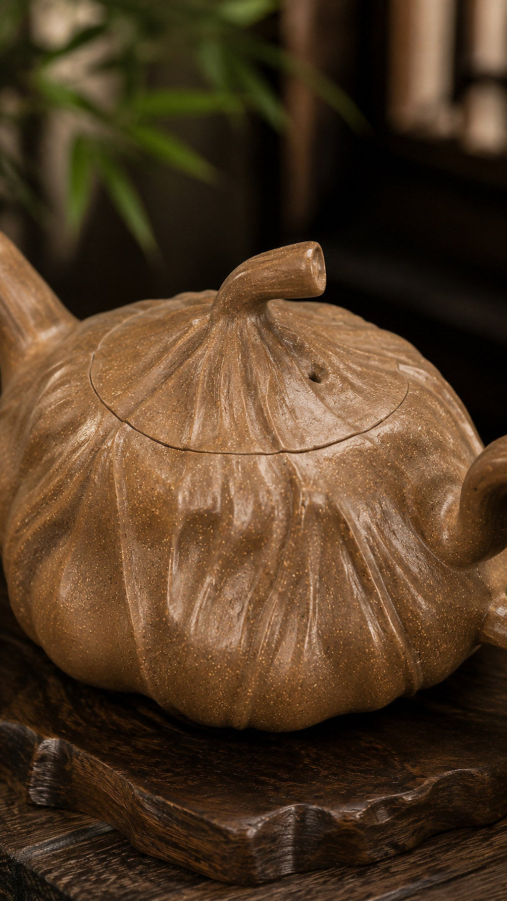 Lotus Sculptural Form Yixing Zisha Teapot – Aged Duanni Clay, 120ml – No. 003