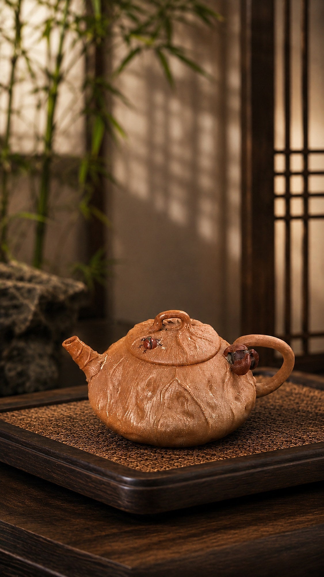 Lotus Sculptural Form Yixing Zisha Teapot – Aged Duanni Clay, 90ml