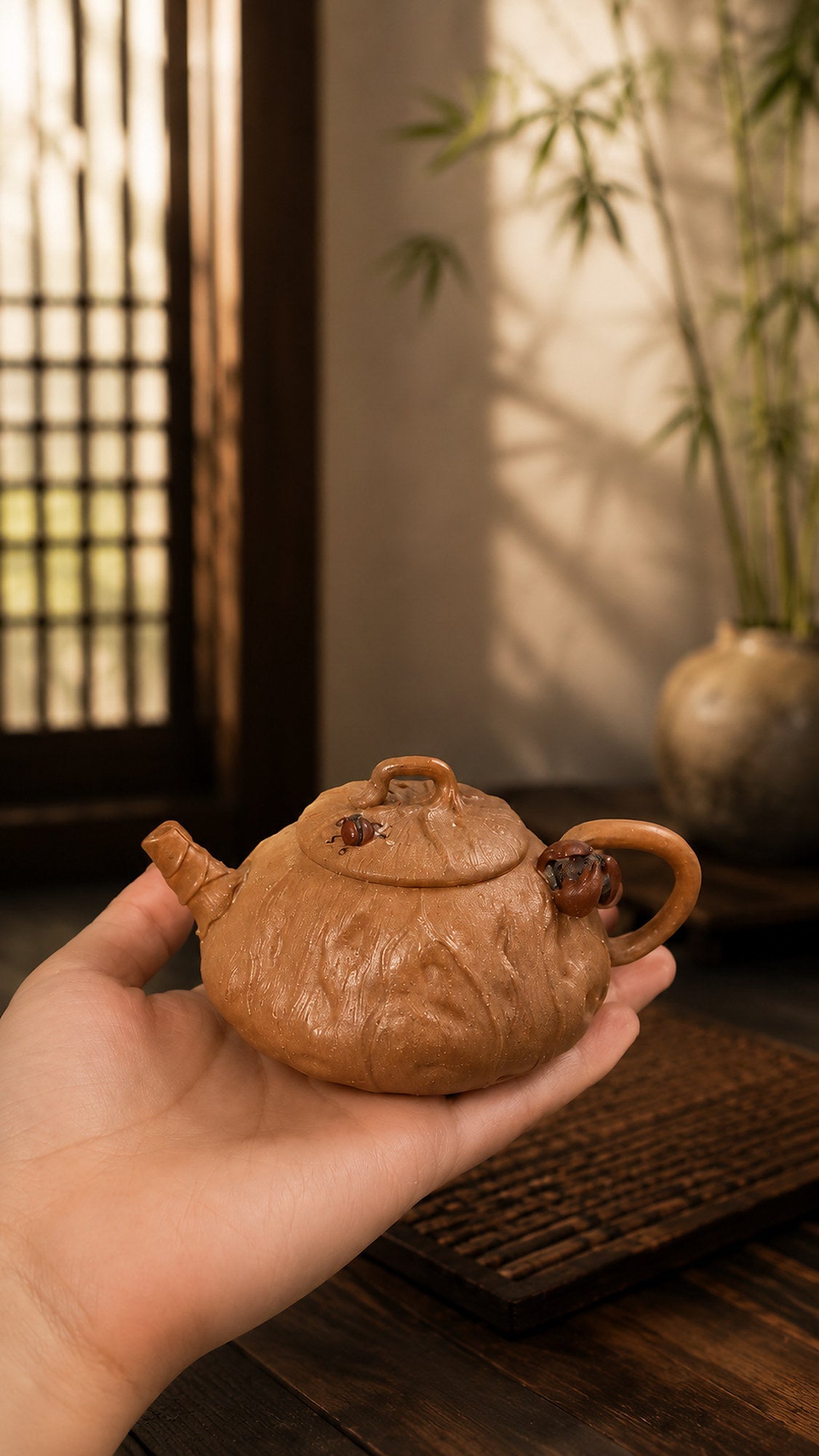 Lotus Sculptural Form Yixing Zisha Teapot – Aged Duanni Clay, 90ml