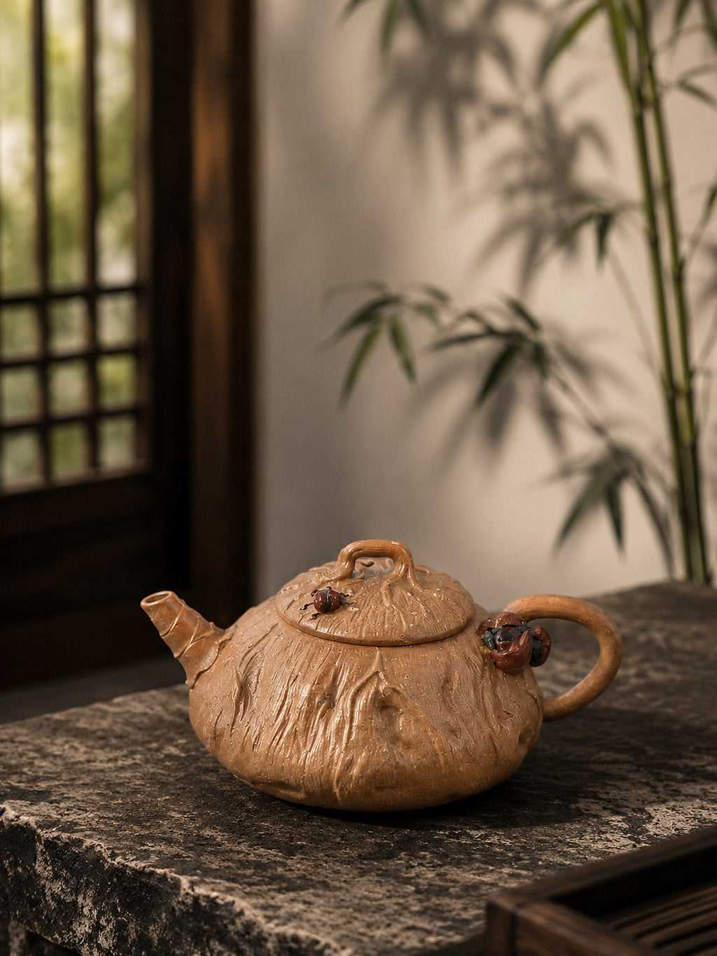 Lotus Sculptural Form Yixing Zisha Teapot – Aged Duanni Clay, 90ml