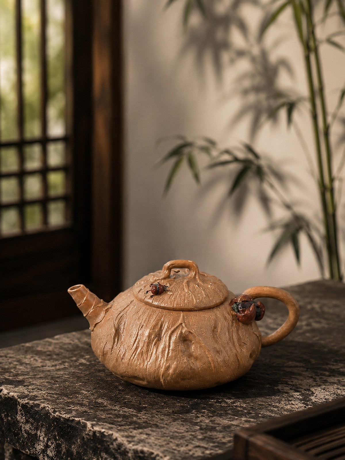 Lotus Sculptural Form Yixing Zisha Teapot – Aged Duanni Clay, 90ml