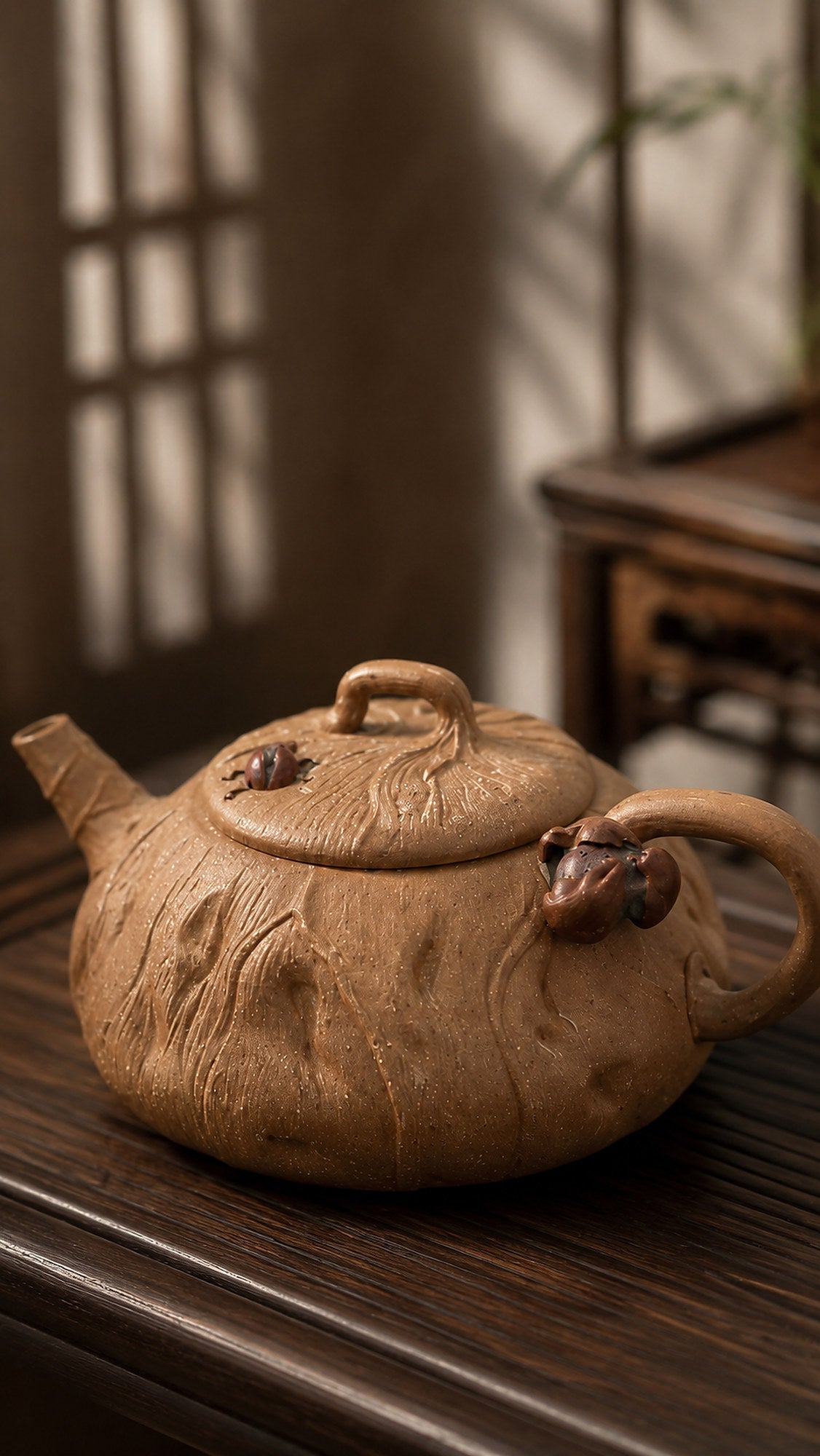 Lotus Sculptural Form Yixing Zisha Teapot – Aged Duanni Clay, 90ml