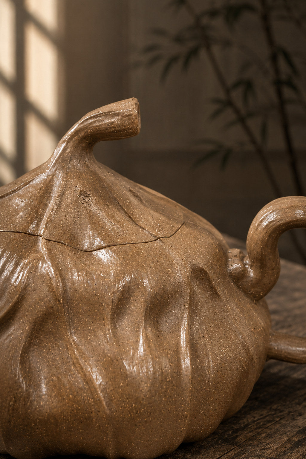 Lotus Sculptural Form Yixing Zisha Teapot – Aged Duanni Clay, 120ml – No. 092