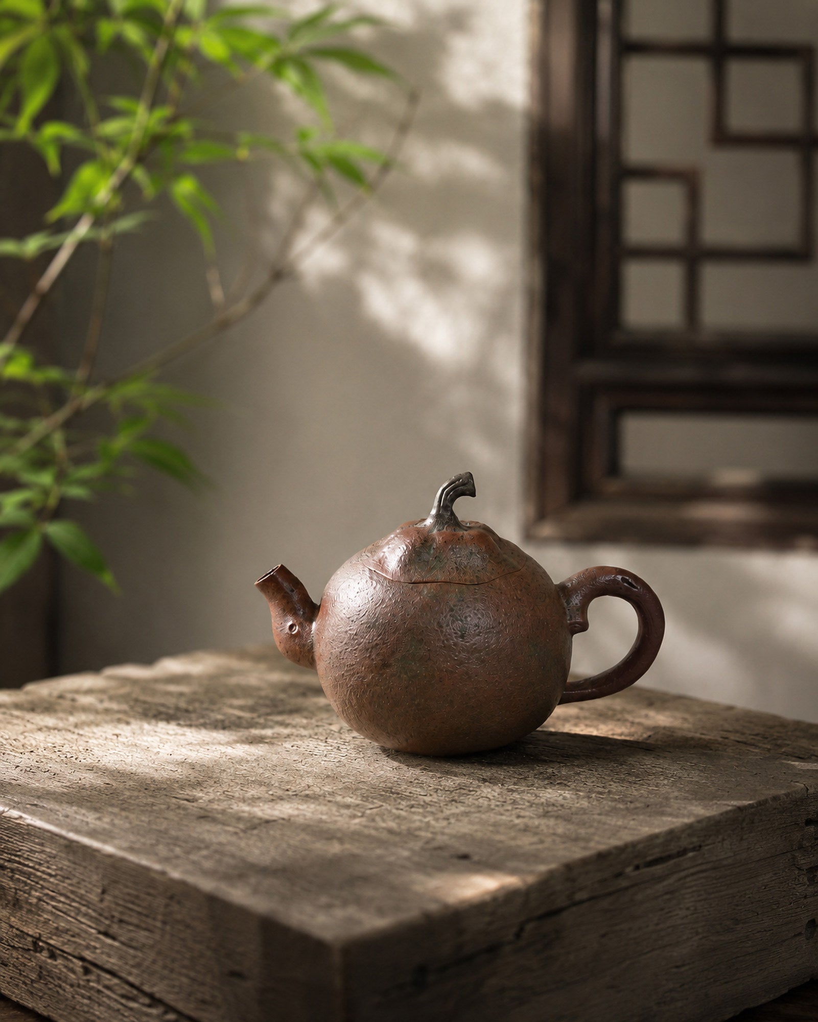 Orange Sculptural Form Yixing Zisha Teapot – Golden Duanni Clay, 130ml