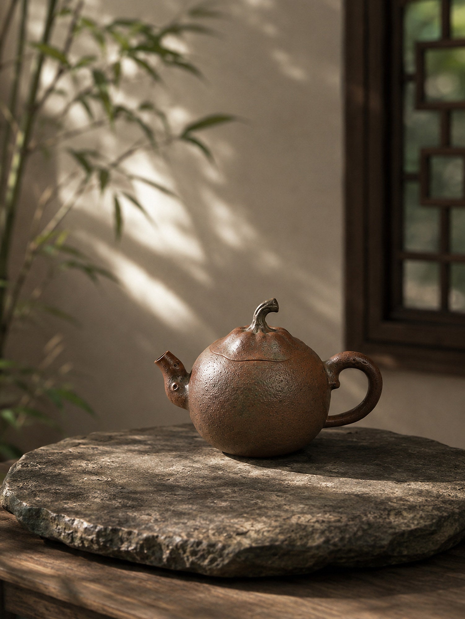 Orange Sculptural Form Yixing Zisha Teapot – Golden Duanni Clay, 130ml