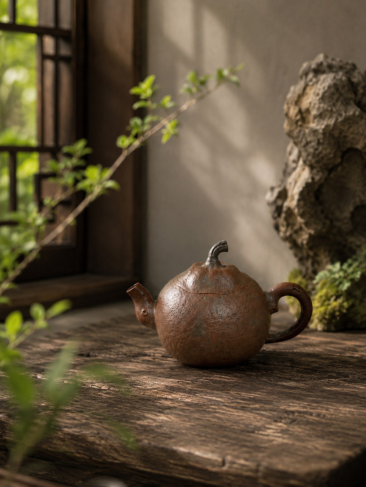 Orange Sculptural Form Yixing Zisha Teapot – Golden Duanni Clay, 130ml