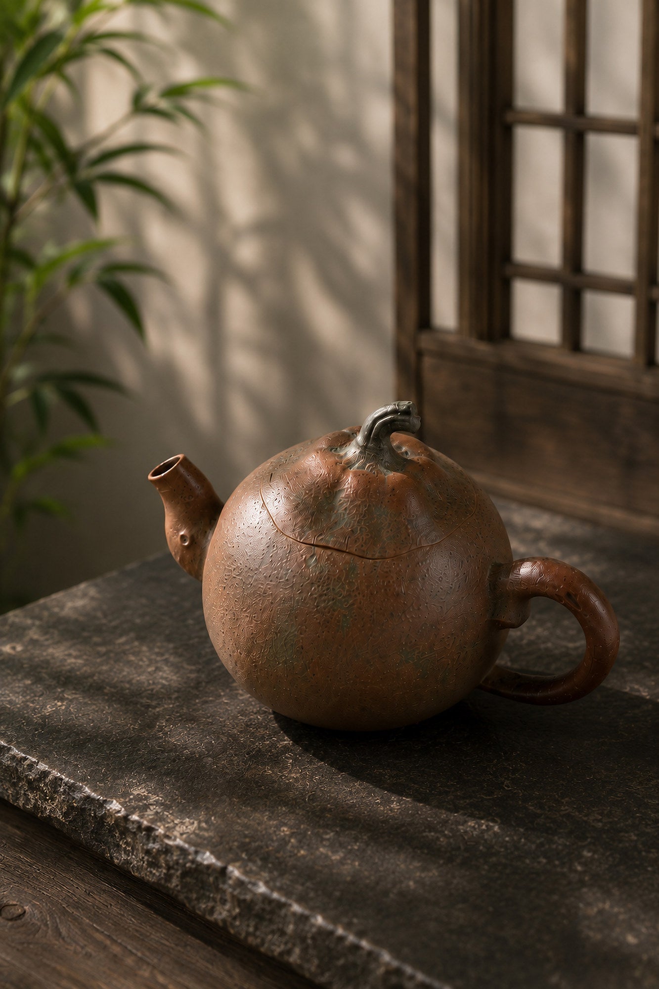 Orange Sculptural Form Yixing Zisha Teapot – Golden Duanni Clay, 130ml