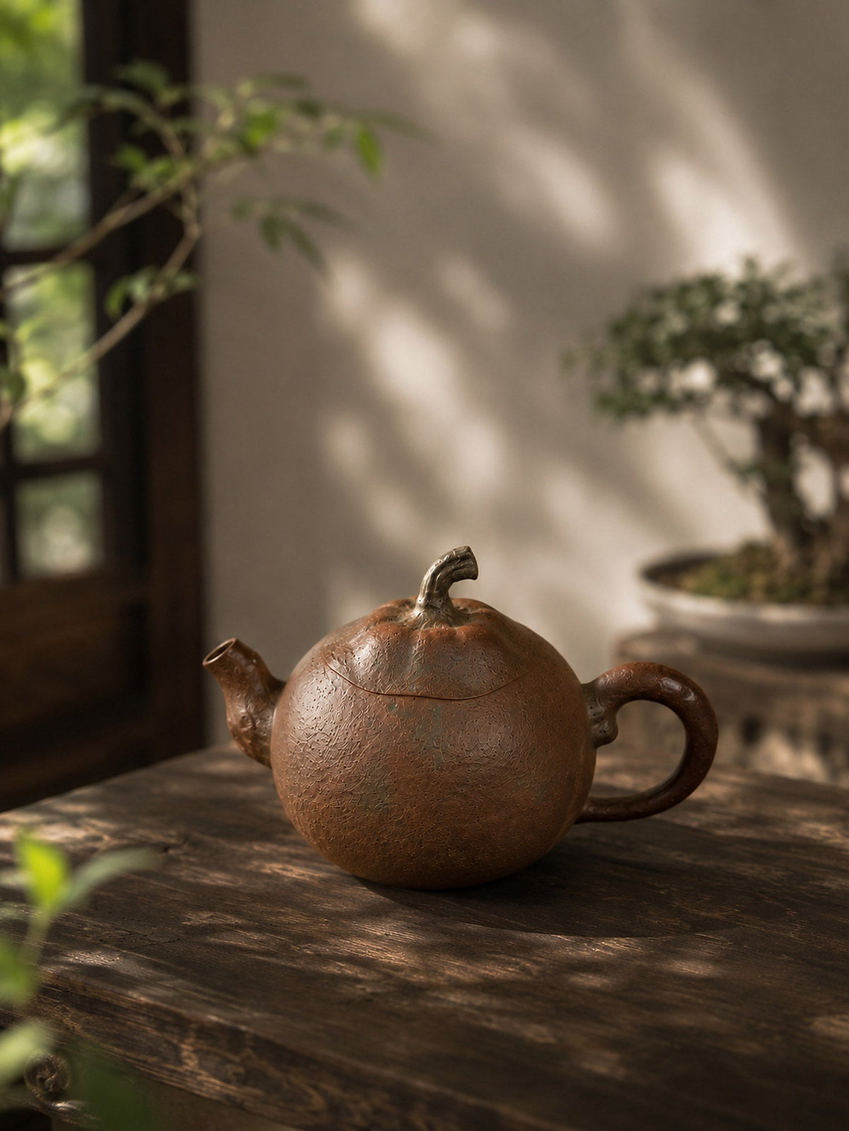 Orange Sculptural Form Yixing Zisha Teapot – Golden Duanni Clay, 130ml