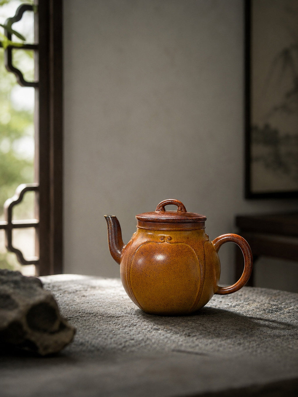 Palace Lantern Yixing Zisha Teapot – Golden Duanni Clay, 220ml
