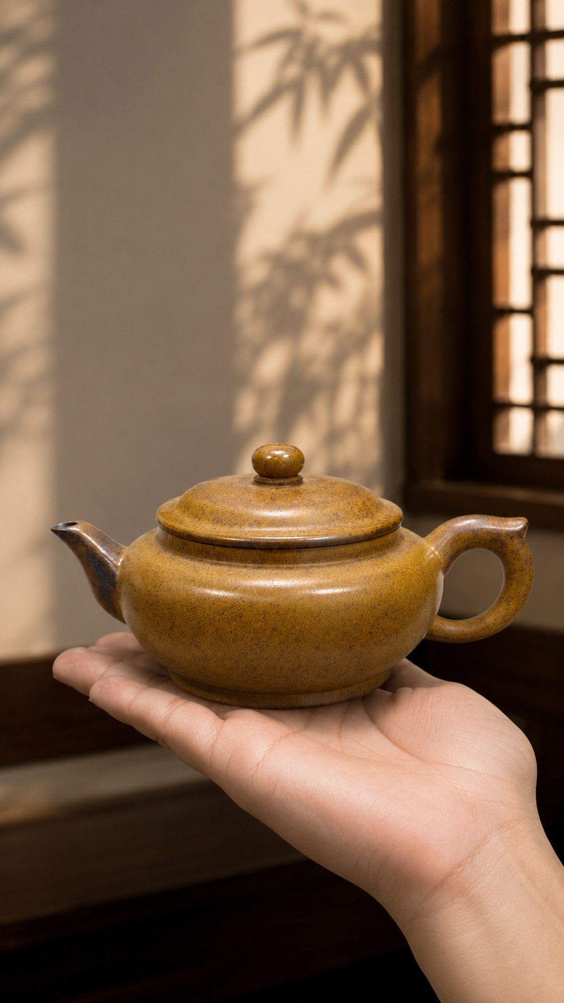 Palace Lantern Yixing Zisha Teapot – Golden Duanni Clay, 280ml