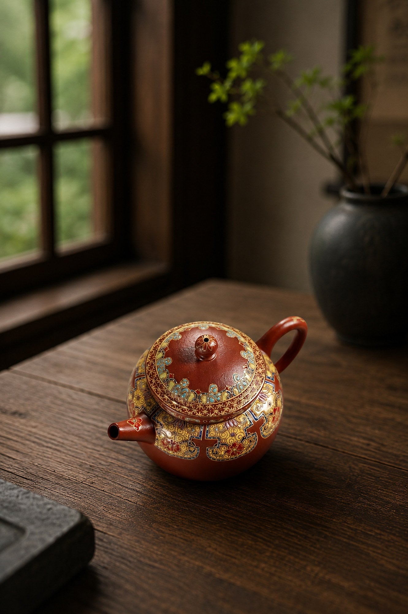 Palace Lantern Yixing Zisha Teapot – Zhuni Clay, 100ml