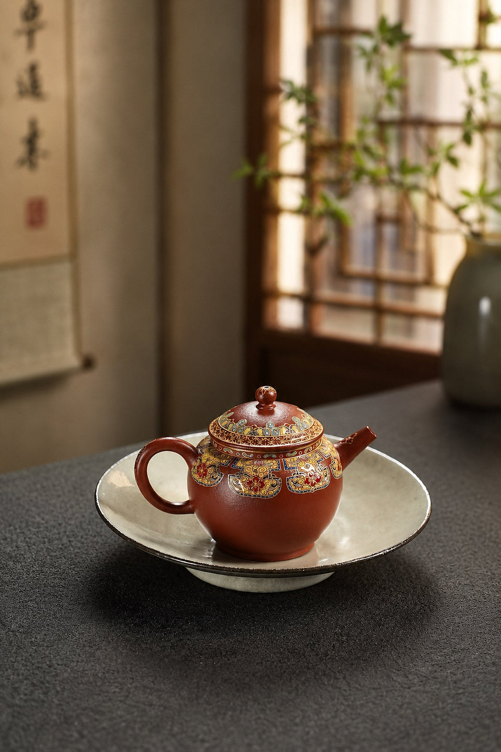 Palace Lantern Yixing Zisha Teapot – Zhuni Clay, 100ml