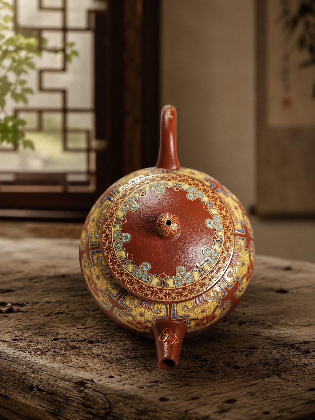 Palace Lantern Yixing Zisha Teapot – Zhuni Clay, 100ml