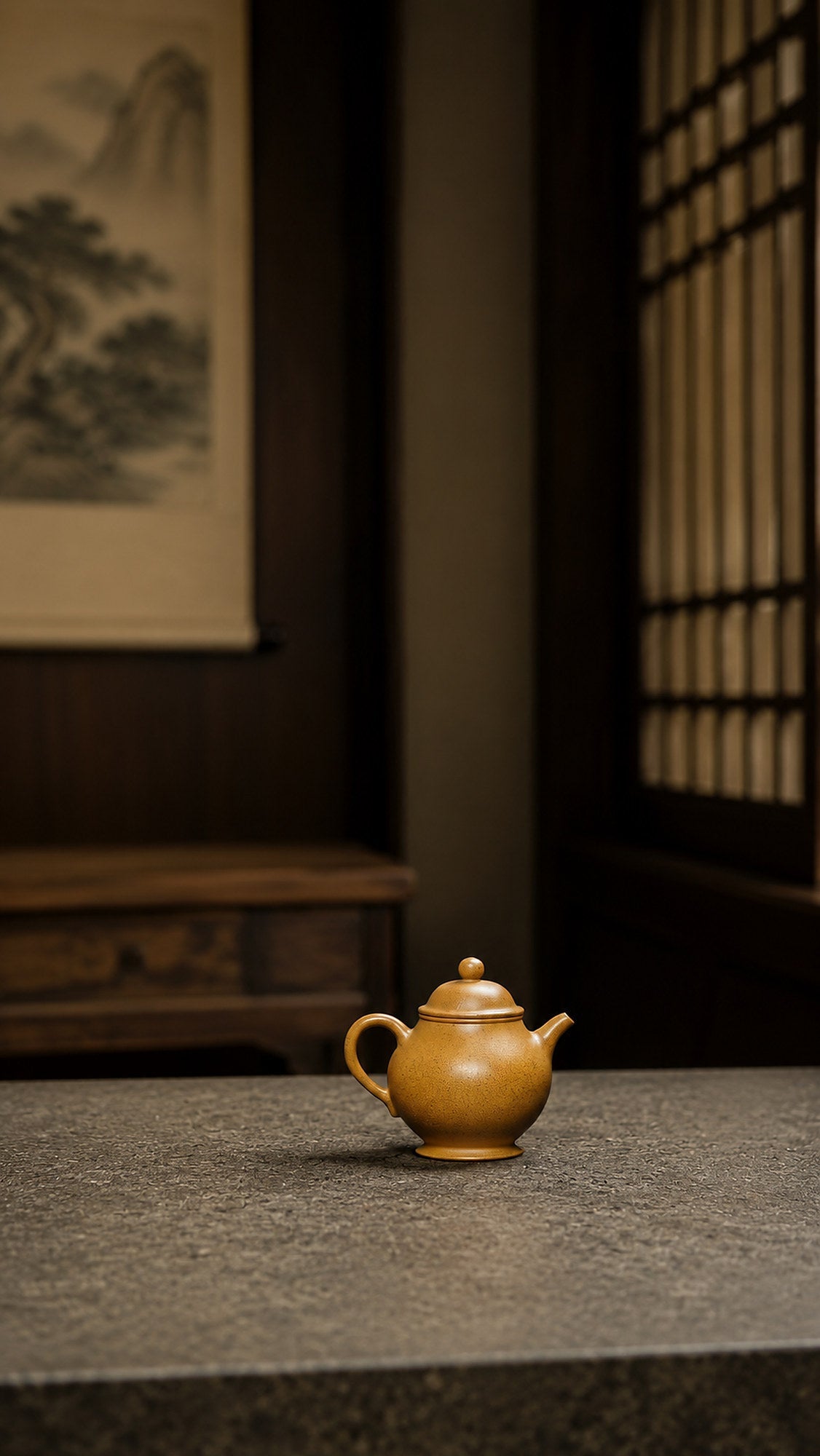 Handmade Pan Hu Yixing Zisha Teapot – Golden Duanni Clay, 90ml