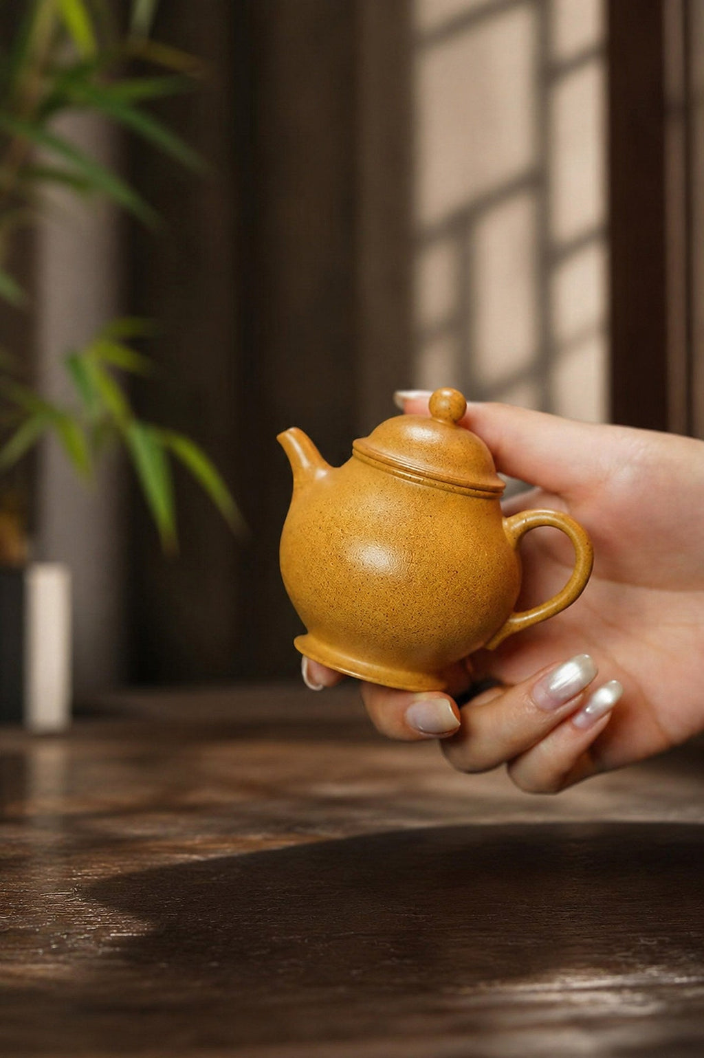 Handmade Pan Hu Yixing Zisha Teapot – Golden Duanni Clay, 90ml
