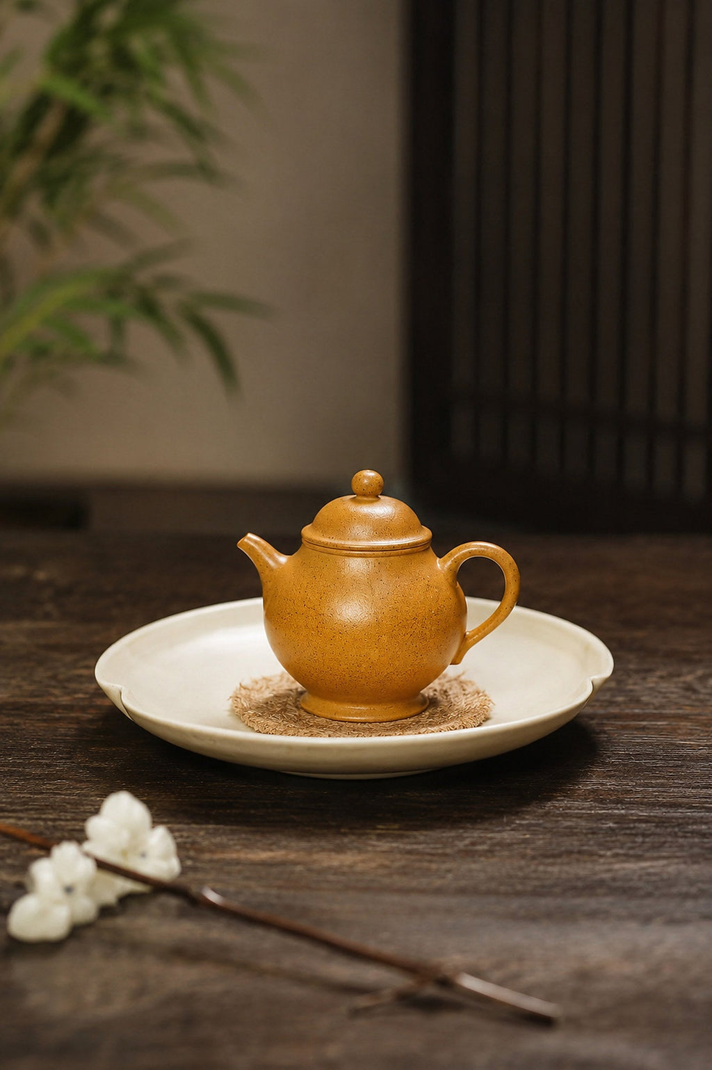 Handmade Pan Hu Yixing Zisha Teapot – Golden Duanni Clay, 90ml