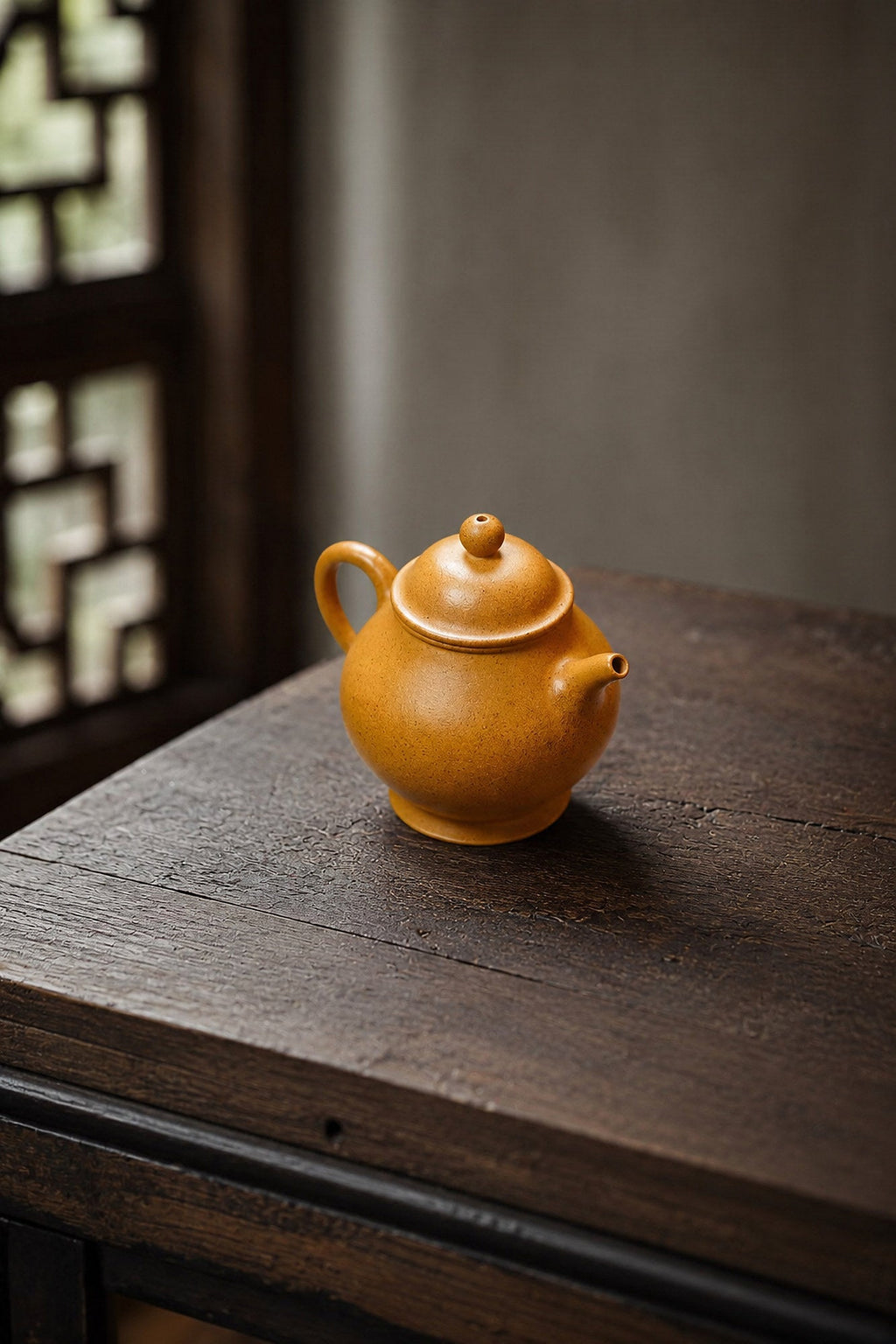 Handmade Pan Hu Yixing Zisha Teapot – Golden Duanni Clay, 90ml