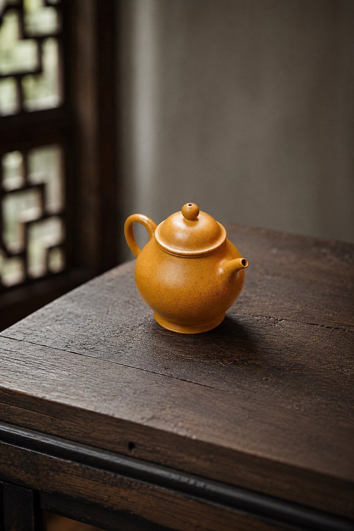 Handmade Pan Hu Yixing Zisha Teapot – Golden Duanni Clay, 90ml