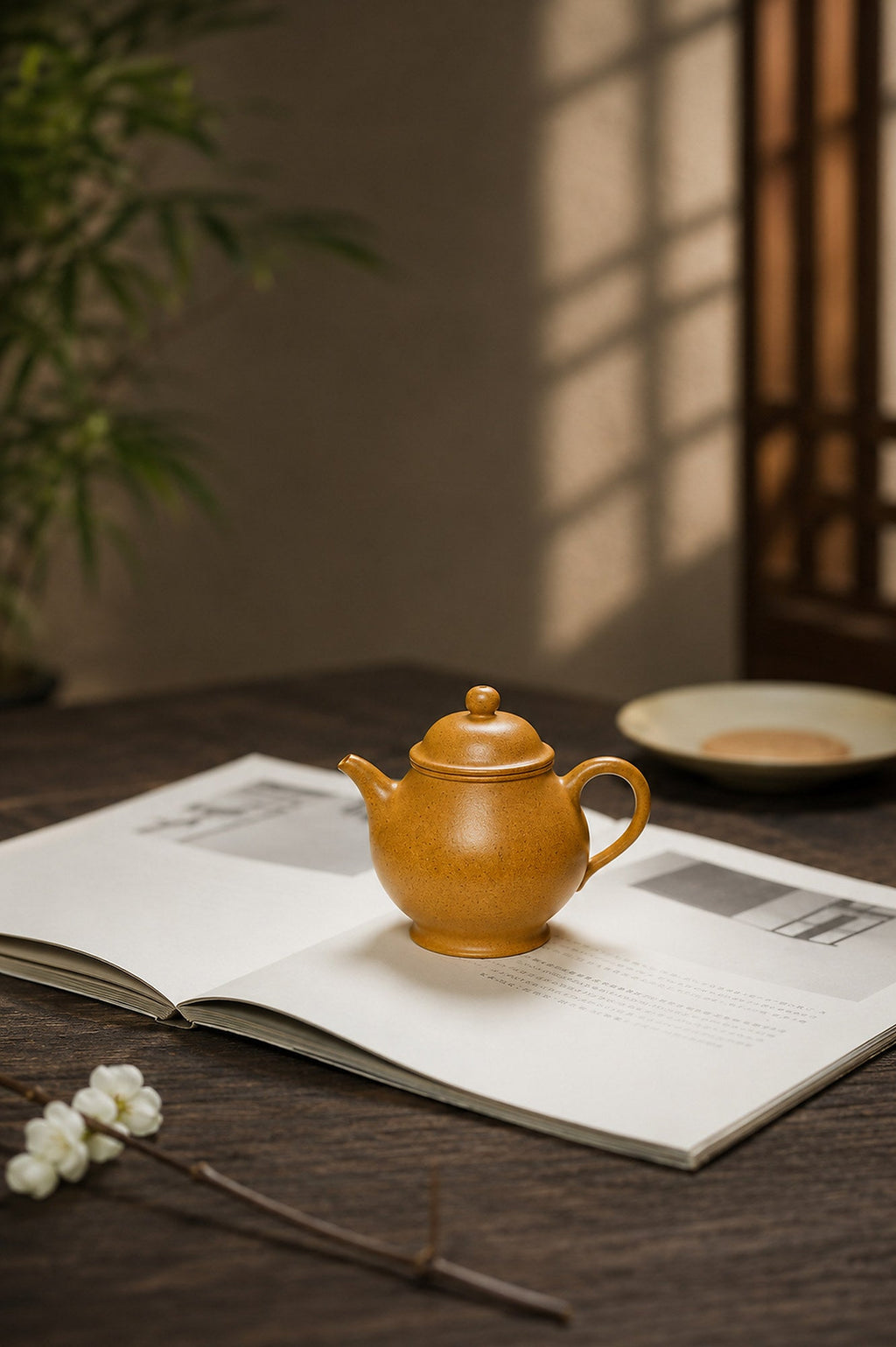 Handmade Pan Hu Yixing Zisha Teapot – Golden Duanni Clay, 90ml