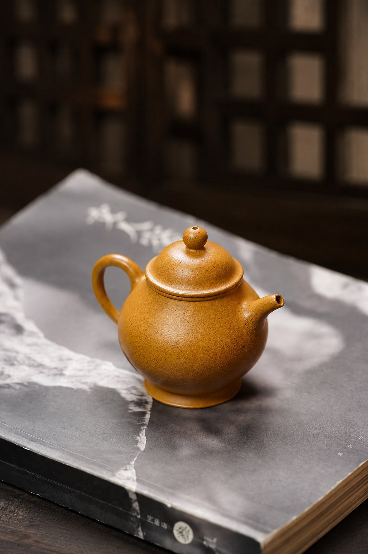 Handmade Pan Hu Yixing Zisha Teapot – Golden Duanni Clay, 90ml