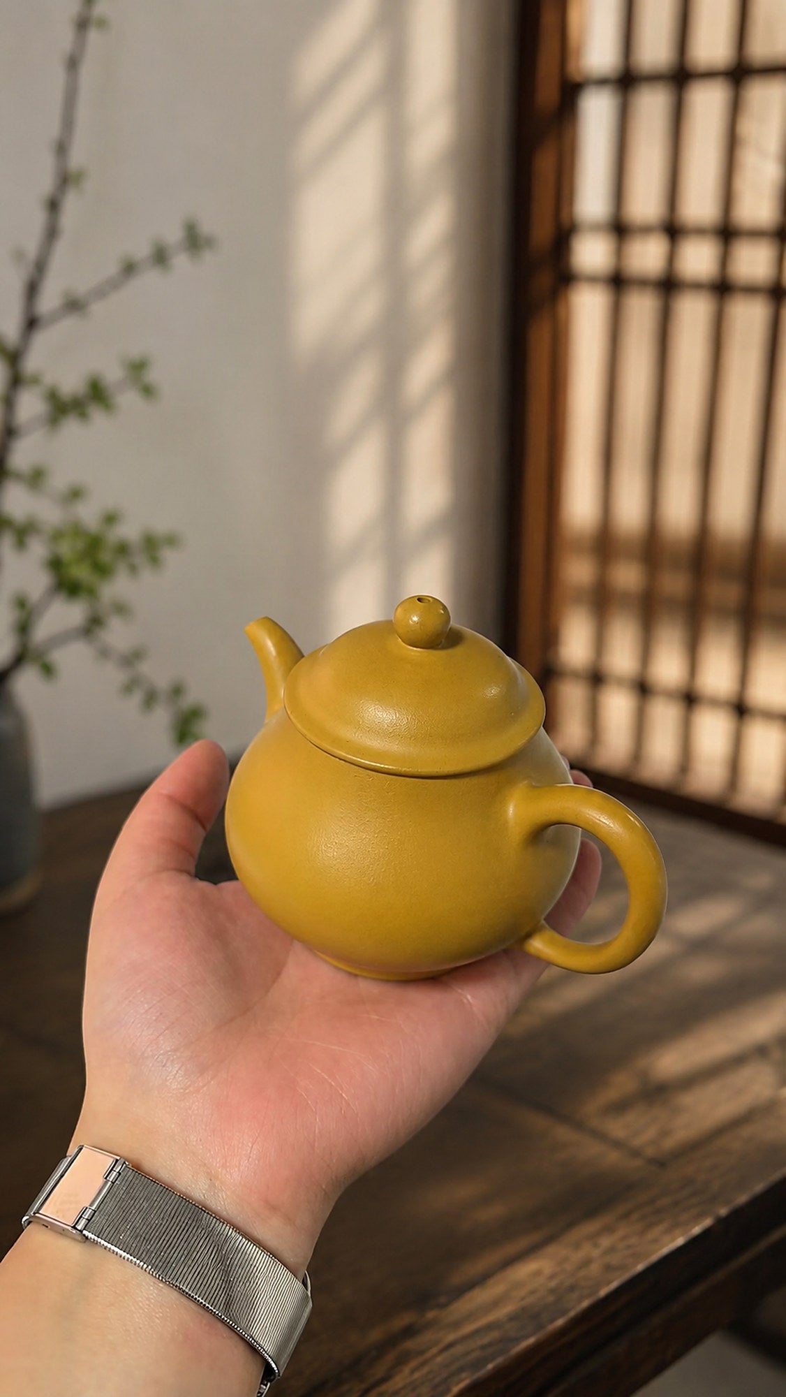 Pan Hu Yixing Zisha Teapot – Golden Zhuni Clay, 180ml