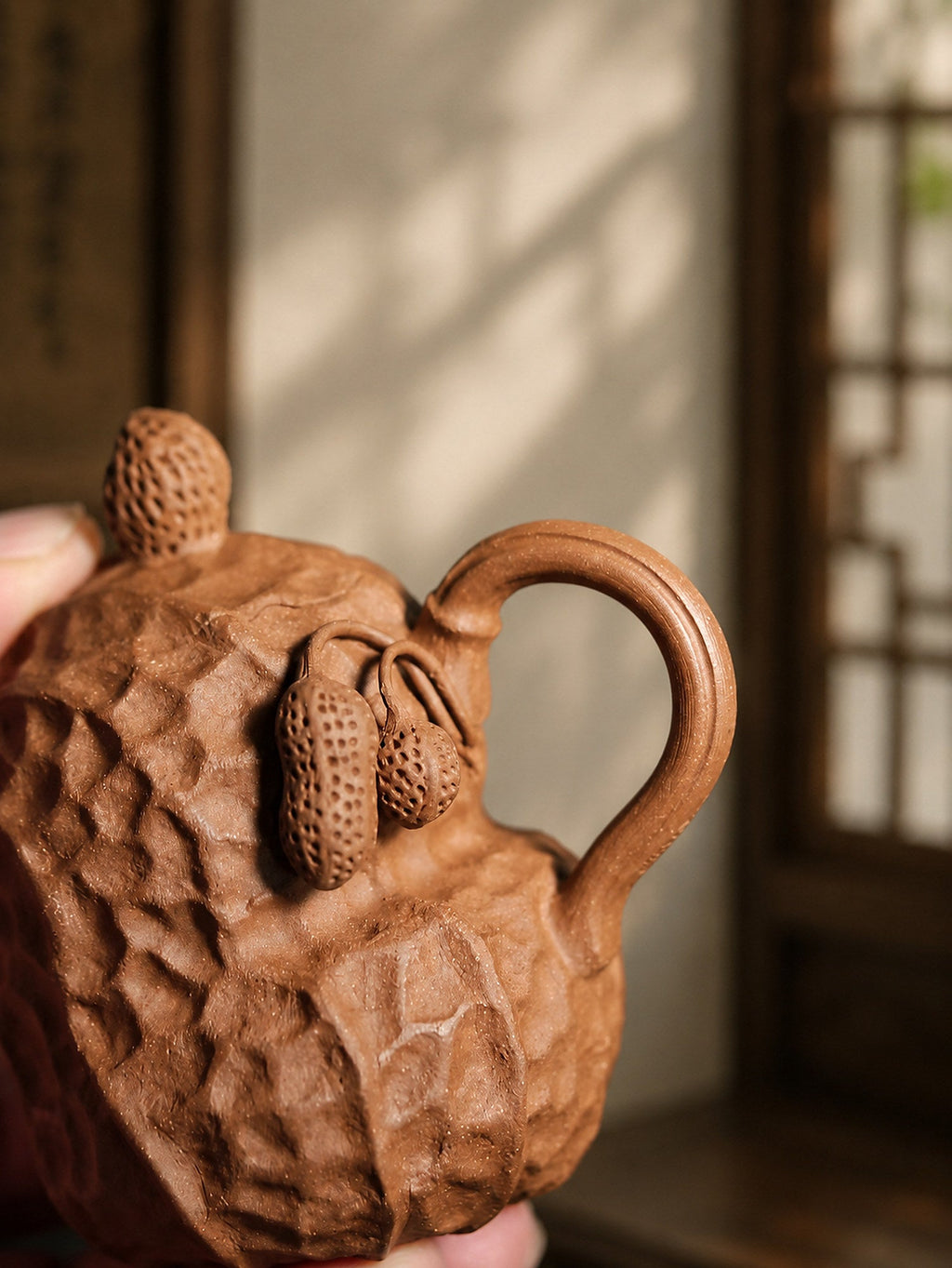Handmade Peanut Sculptural Form Yixing Zisha Teapot – Aged Duanni Clay, 85ml