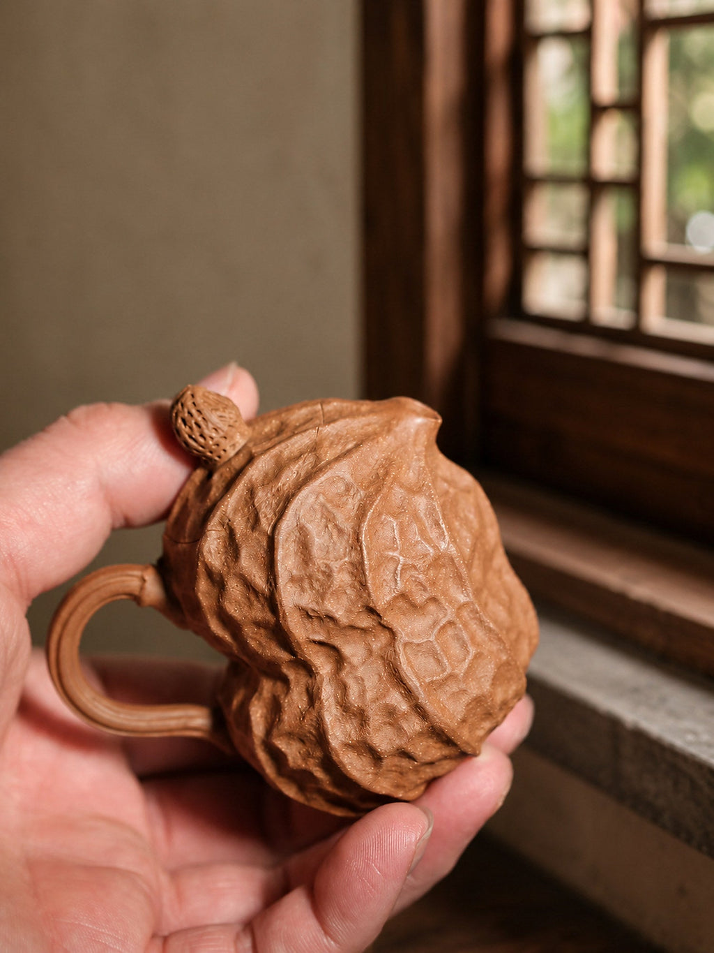 Handmade Peanut Sculptural Form Yixing Zisha Teapot – Aged Duanni Clay, 85ml