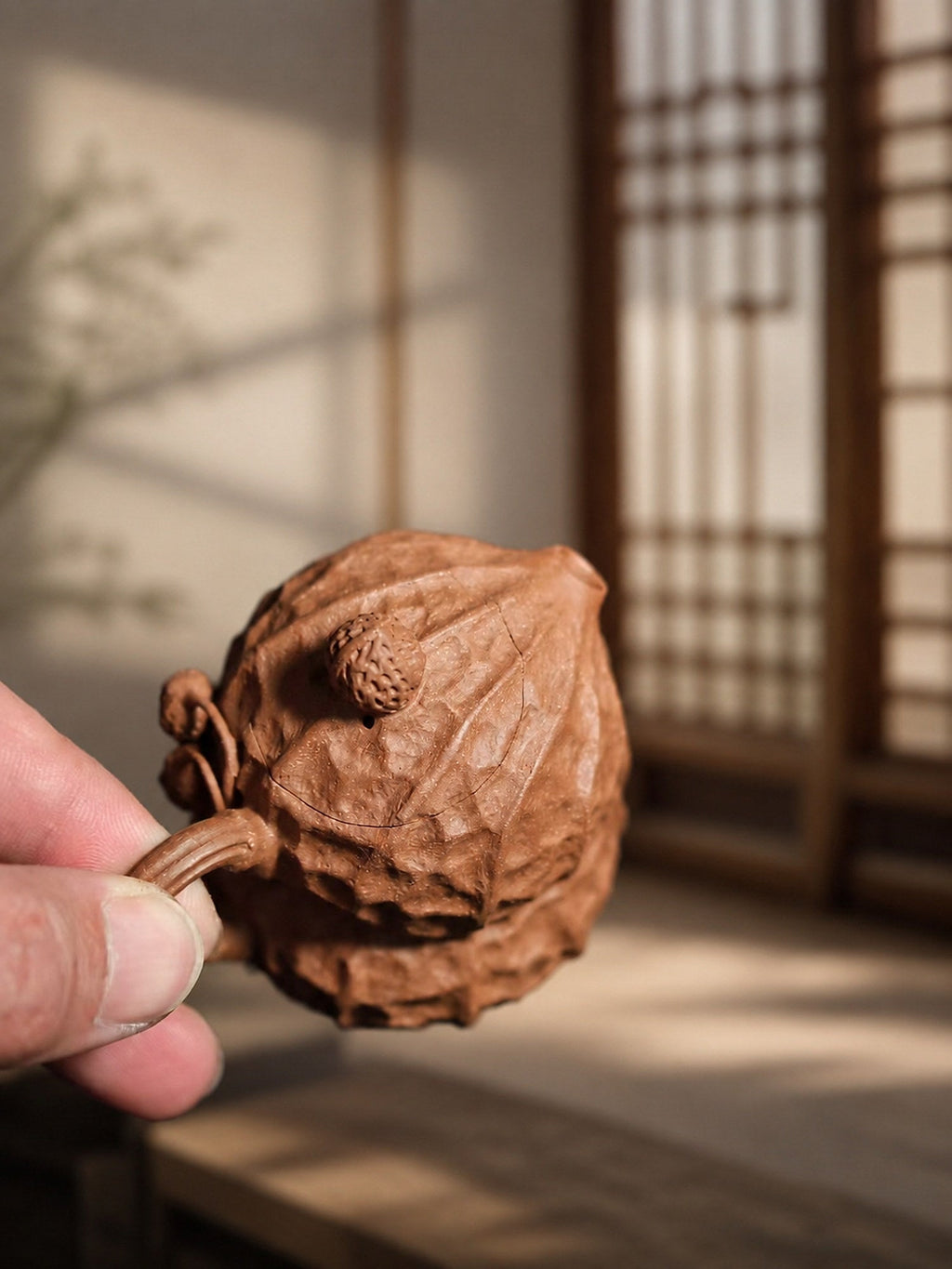 Handmade Peanut Sculptural Form Yixing Zisha Teapot – Aged Duanni Clay, 85ml