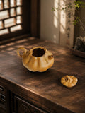 Handmade Pumpkin Form Yixing Zisha Teapot – Golden Duanni Clay, 135ml