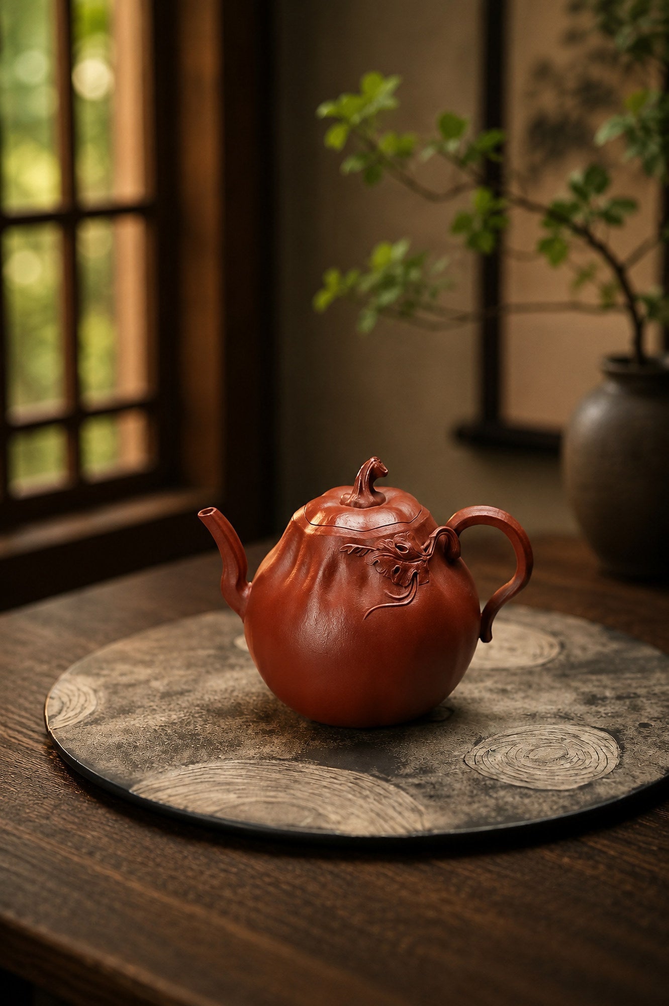 Pumpkin Form Yixing Zisha Teapot – Zhuni Clay, 180ml