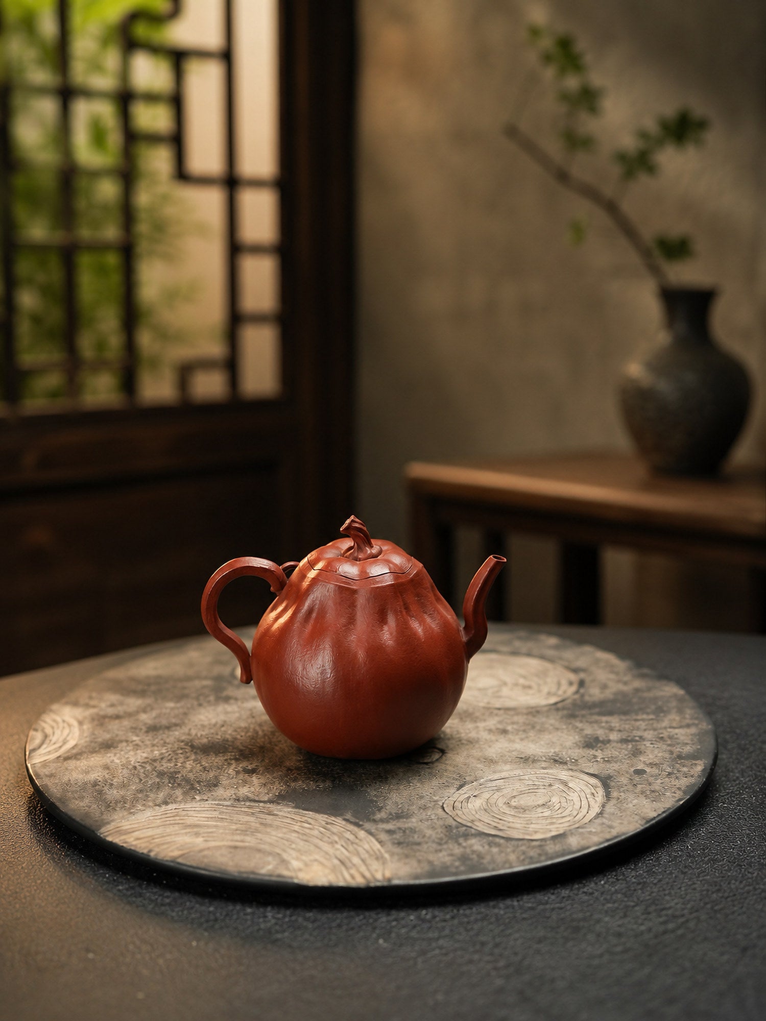 Pumpkin Form Yixing Zisha Teapot – Zhuni Clay, 180ml