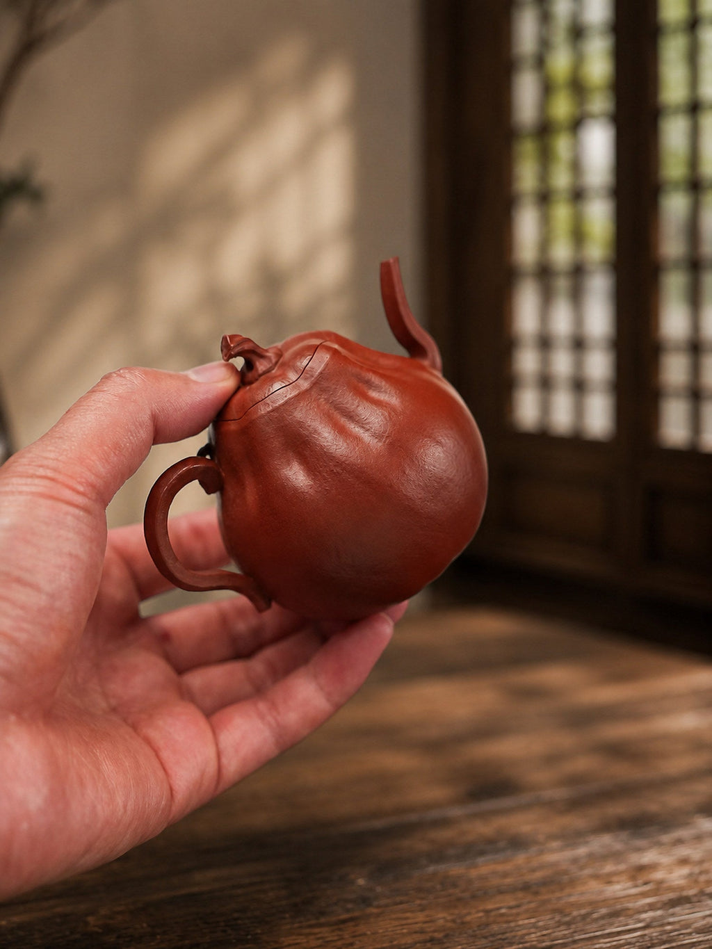 Pumpkin Form Yixing Zisha Teapot – Zhuni Clay, 180ml