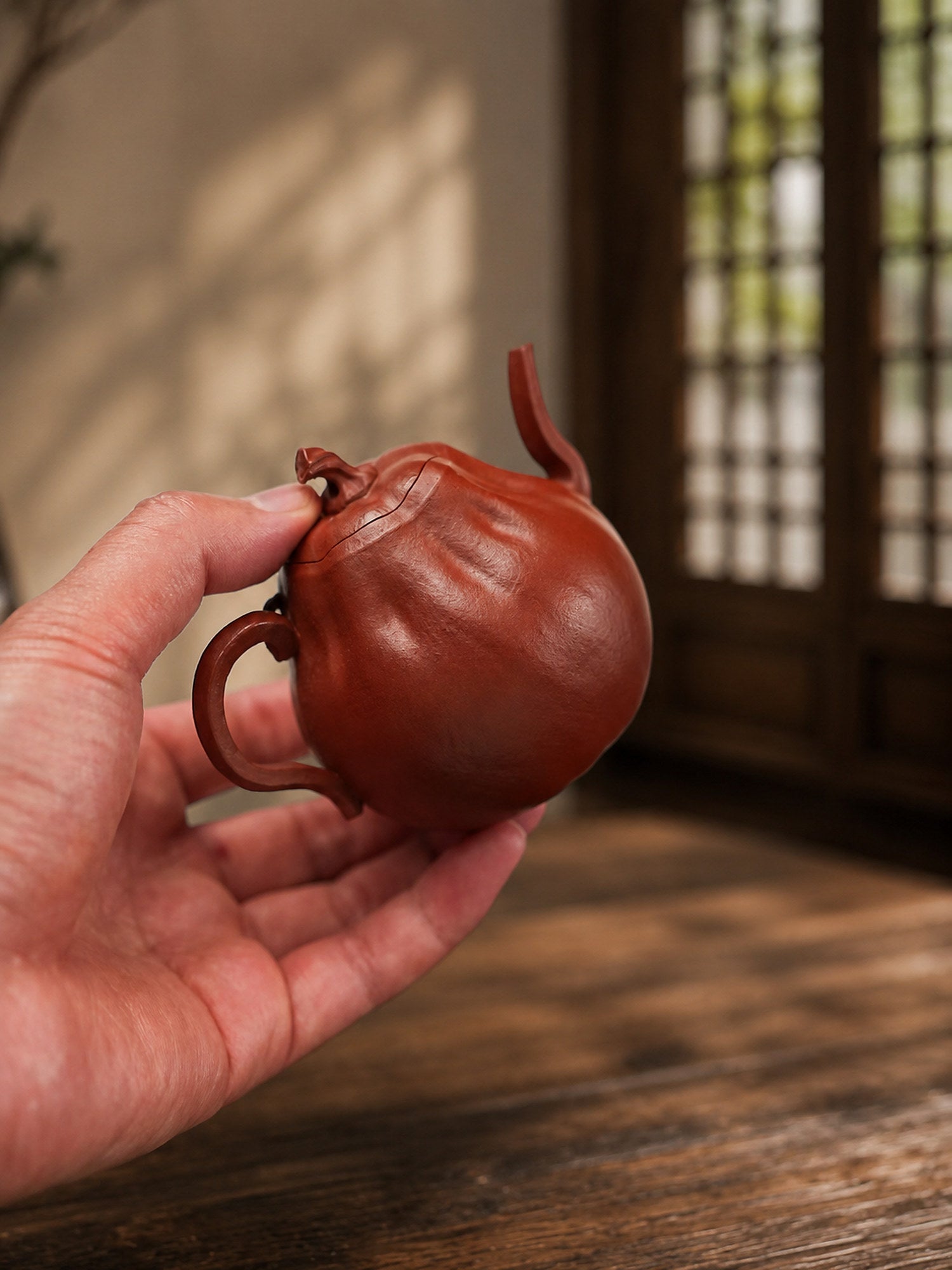 Pumpkin Form Yixing Zisha Teapot – Zhuni Clay, 180ml