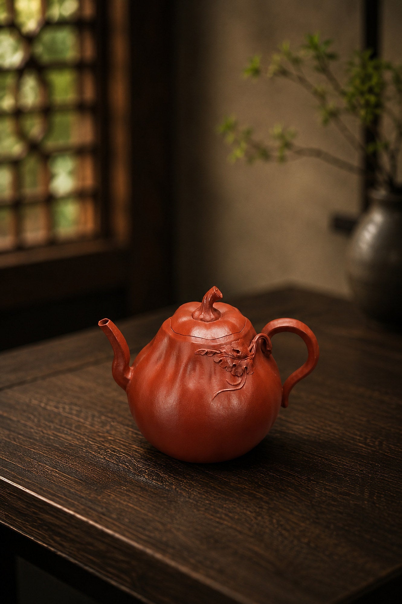 Pumpkin Form Yixing Zisha Teapot – Zhuni Clay, 180ml