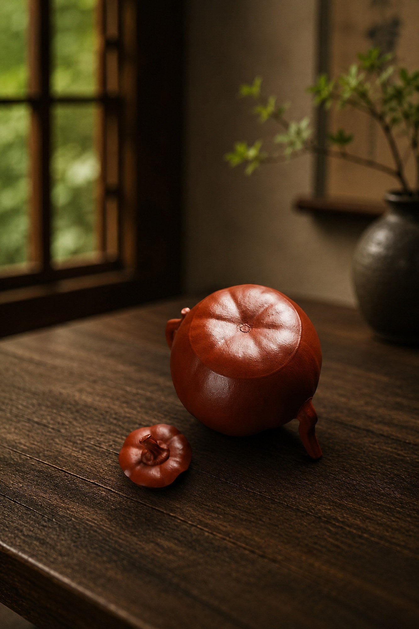 Pumpkin Form Yixing Zisha Teapot – Zhuni Clay, 180ml