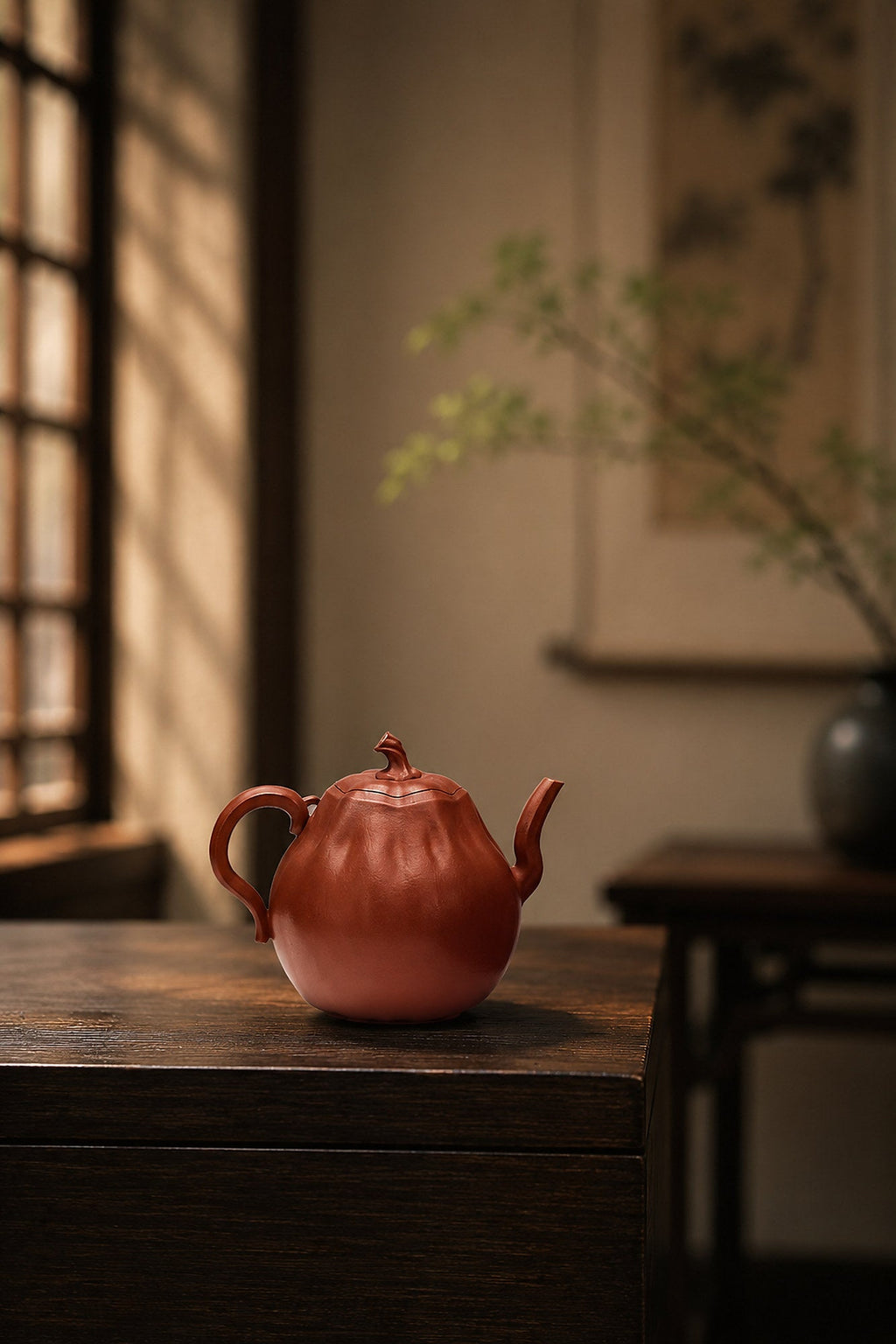 Pumpkin Form Yixing Zisha Teapot – Zhuni Clay, 180ml