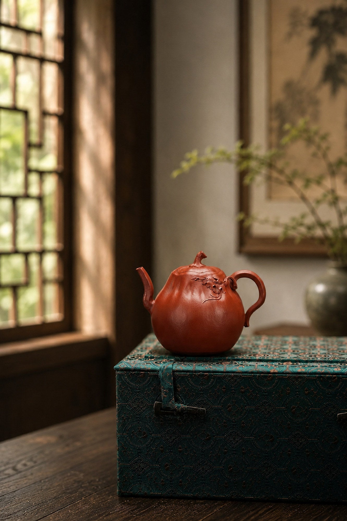 Pumpkin Form Yixing Zisha Teapot – Zhuni Clay, 180ml