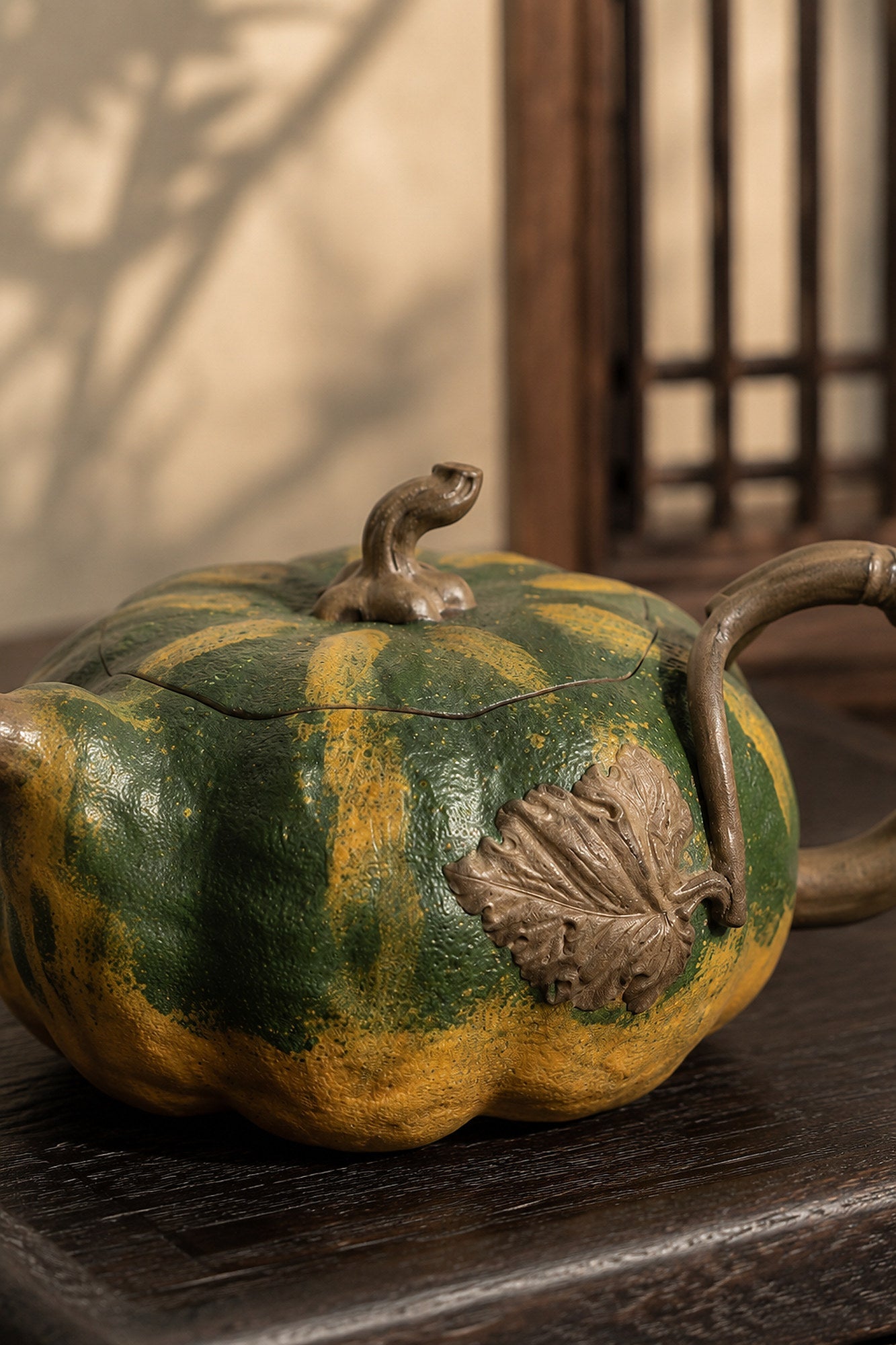 Pumpkin Form Yixing Zisha Teapot – Aged Duanni Clay, 160ml