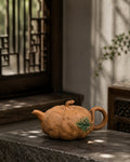 Handmade Pumpkin Form Yixing Zisha Teapot – Golden Duanni Clay, 150ml